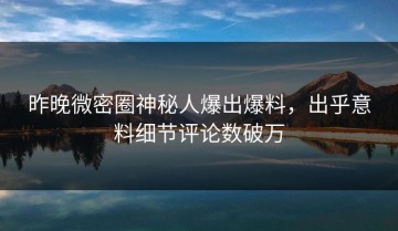 昨晚微密圈神秘人爆出爆料，出乎意料细节评论数破万