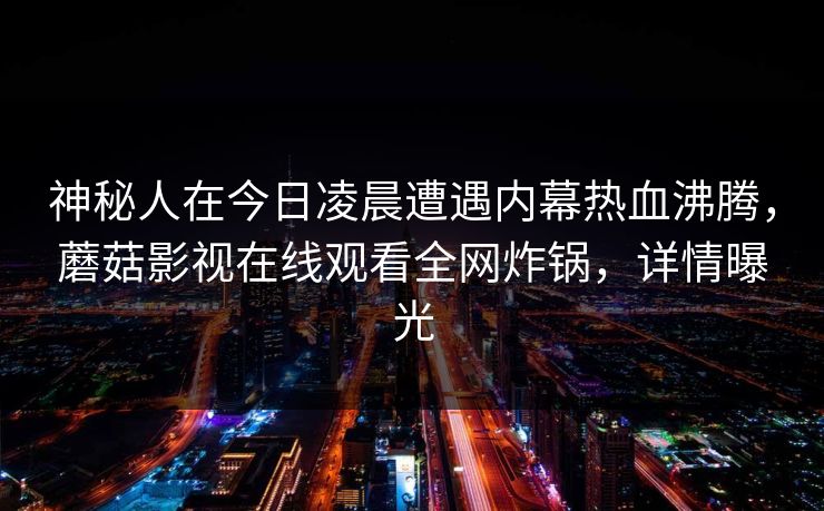 神秘人在今日凌晨遭遇内幕热血沸腾，蘑菇影视在线观看全网炸锅，详情曝光