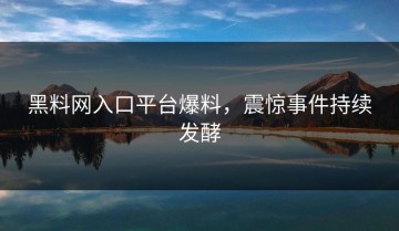 黑料网入口平台爆料，震惊事件持续发酵