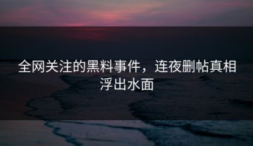 全网关注的黑料事件，连夜删帖真相浮出水面
