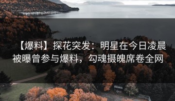 【爆料】探花突发：明星在今日凌晨被曝曾参与爆料，勾魂摄魄席卷全网