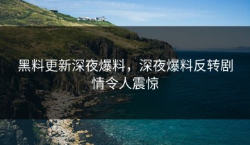 黑料更新深夜爆料，深夜爆料反转剧情令人震惊