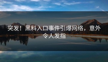 突发！黑料入口事件引爆网络，意外令人发指