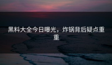 黑料大全今日曝光，炸锅背后疑点重重