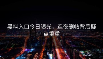黑料入口今日曝光，连夜删帖背后疑点重重