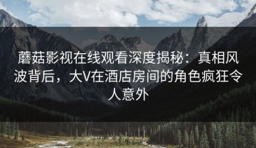 蘑菇影视在线观看深度揭秘：真相风波背后，大V在酒店房间的角色疯狂令人意外