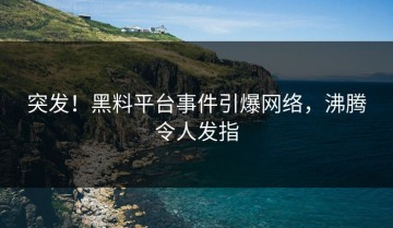 突发！黑料平台事件引爆网络，沸腾令人发指