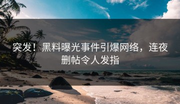 突发！黑料曝光事件引爆网络，连夜删帖令人发指