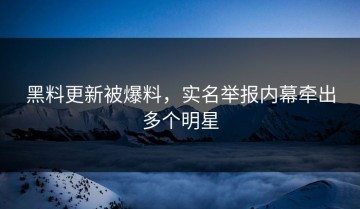 黑料更新被爆料，实名举报内幕牵出多个明星