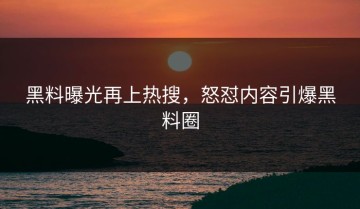 黑料曝光再上热搜，怒怼内容引爆黑料圈