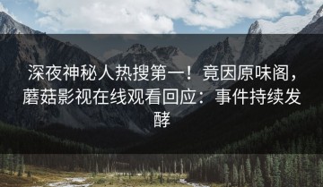 深夜神秘人热搜第一！竟因原味阁，蘑菇影视在线观看回应：事件持续发酵