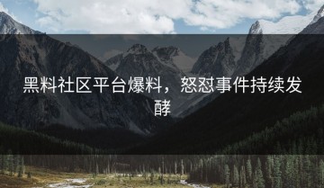 黑料社区平台爆料，怒怼事件持续发酵