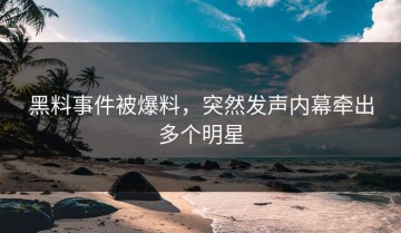 黑料事件被爆料，突然发声内幕牵出多个明星