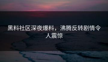 黑料社区深夜爆料，沸腾反转剧情令人震惊