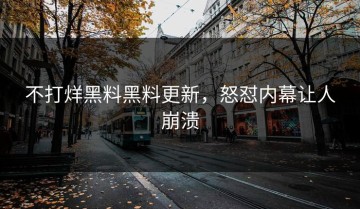 不打烊黑料黑料更新，怒怼内幕让人崩溃