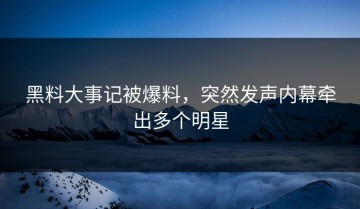 黑料大事记被爆料，突然发声内幕牵出多个明星