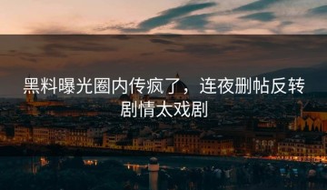 黑料曝光圈内传疯了，连夜删帖反转剧情太戏剧