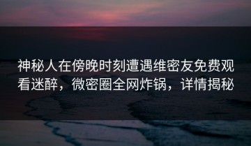 神秘人在傍晚时刻遭遇维密友免费观看迷醉，微密圈全网炸锅，详情揭秘