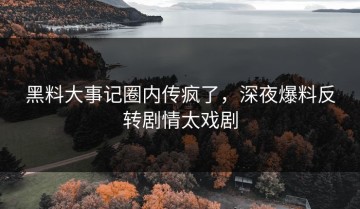 黑料大事记圈内传疯了，深夜爆料反转剧情太戏剧