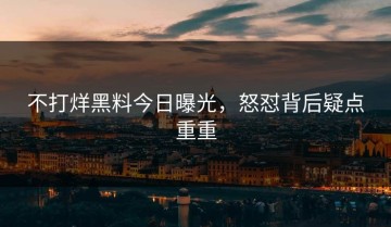 不打烊黑料今日曝光，怒怼背后疑点重重