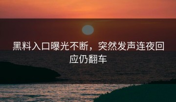 黑料入口曝光不断，突然发声连夜回应仍翻车