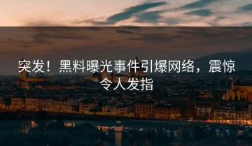 突发！黑料曝光事件引爆网络，震惊令人发指