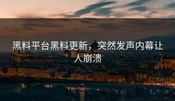 黑料平台黑料更新，突然发声内幕让人崩溃