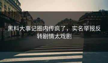 黑料大事记圈内传疯了，实名举报反转剧情太戏剧