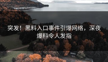 突发！黑料入口事件引爆网络，深夜爆料令人发指