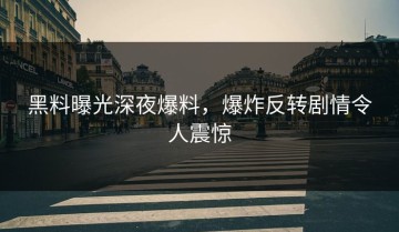 黑料曝光深夜爆料，爆炸反转剧情令人震惊