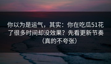你以为是运气，其实：你在吃瓜51花了很多时间却没效果？先看更新节奏（真的不夸张）
