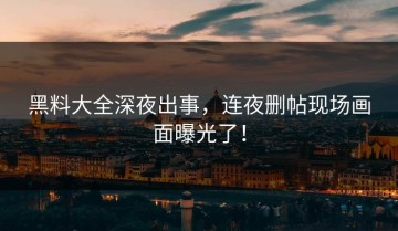 黑料大全深夜出事，连夜删帖现场画面曝光了！