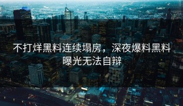 不打烊黑料连续塌房，深夜爆料黑料曝光无法自辩
