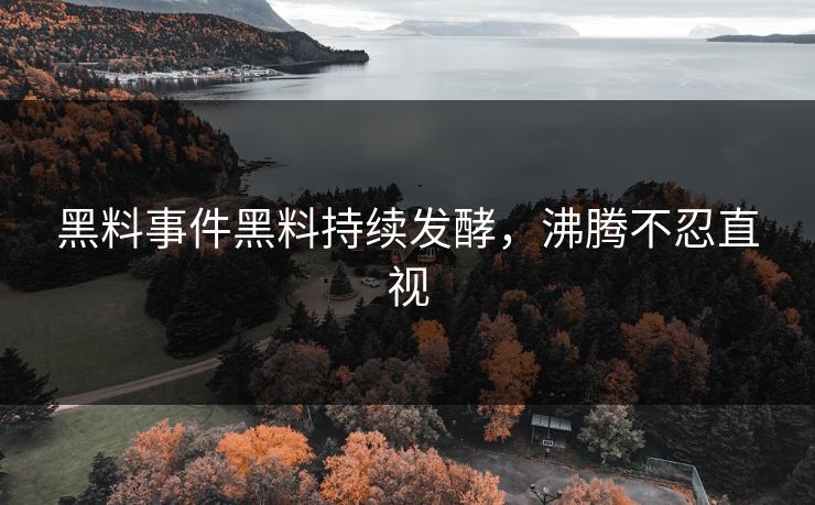 黑料事件黑料持续发酵，沸腾不忍直视