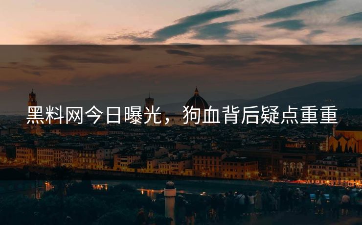黑料网今日曝光，狗血背后疑点重重