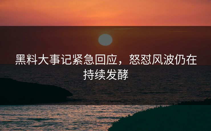黑料大事记紧急回应，怒怼风波仍在持续发酵