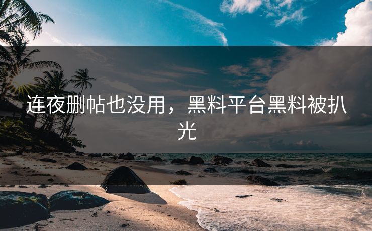 连夜删帖也没用，黑料平台黑料被扒光