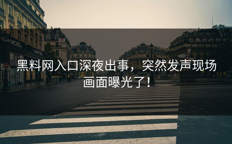黑料网入口深夜出事，突然发声现场画面曝光了！