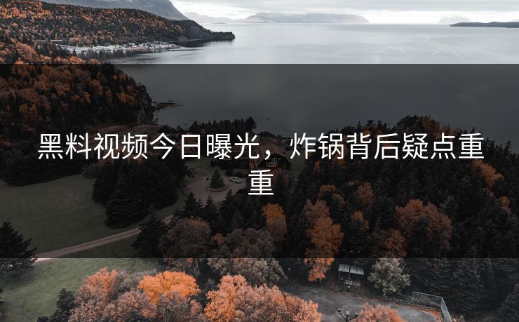 黑料视频今日曝光，炸锅背后疑点重重