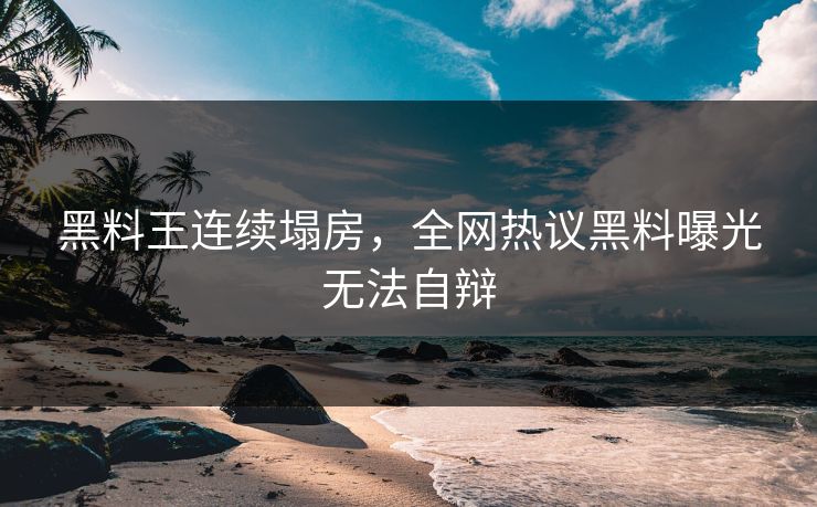 黑料王连续塌房，全网热议黑料曝光无法自辩