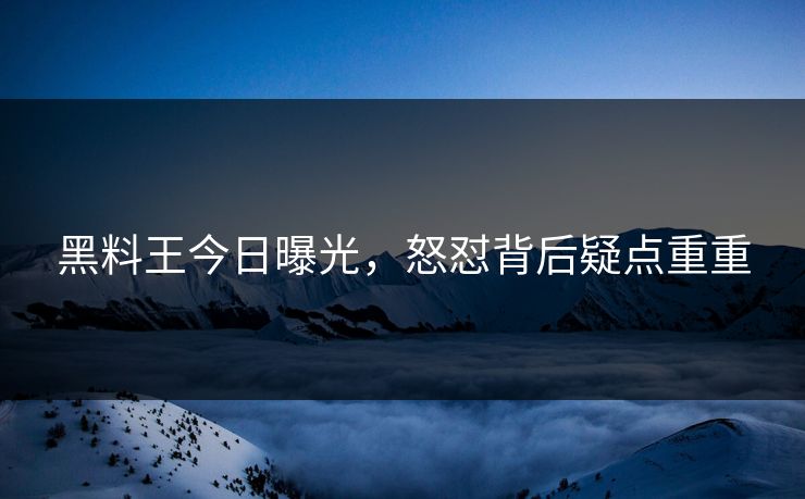 黑料王今日曝光，怒怼背后疑点重重