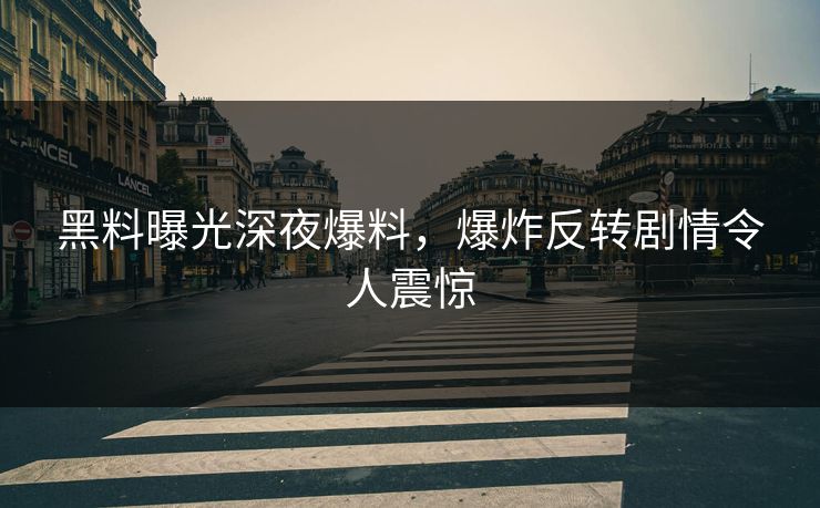 黑料曝光深夜爆料，爆炸反转剧情令人震惊