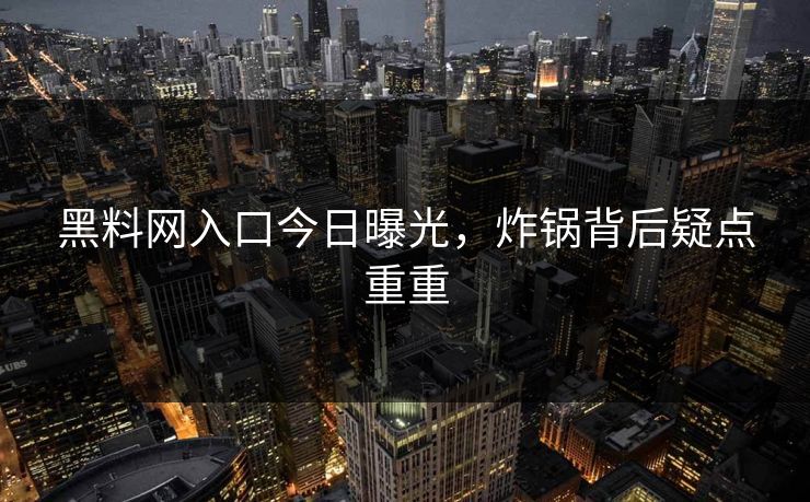黑料网入口今日曝光，炸锅背后疑点重重
