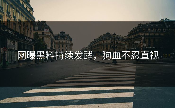 网曝黑料持续发酵，狗血不忍直视