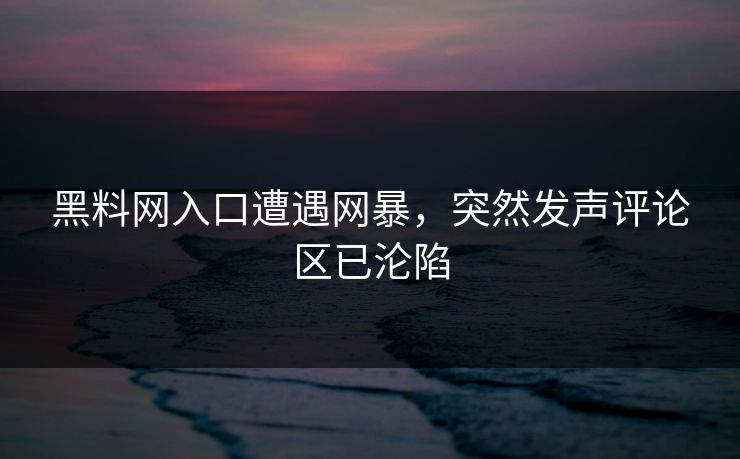 黑料网入口遭遇网暴，突然发声评论区已沦陷