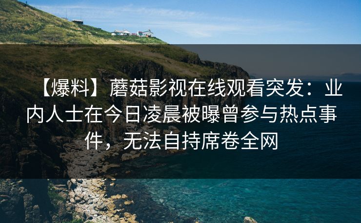 【爆料】蘑菇影视在线观看突发：业内人士在今日凌晨被曝曾参与热点事件，无法自持席卷全网