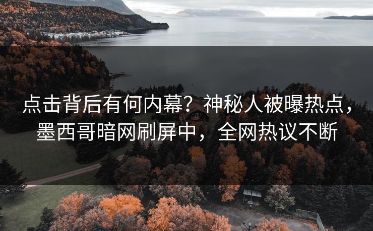 点击背后有何内幕？神秘人被曝热点，墨西哥暗网刷屏中，全网热议不断