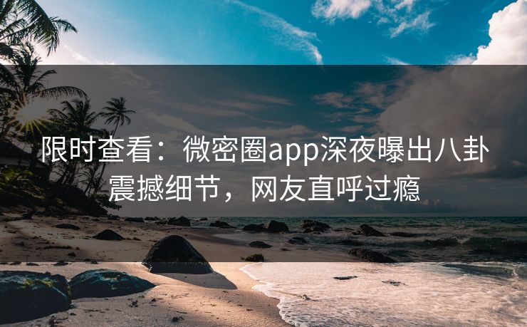 限时查看：微密圈app深夜曝出八卦震撼细节，网友直呼过瘾