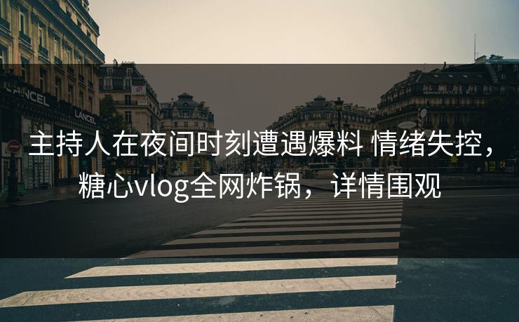 主持人在夜间时刻遭遇爆料 情绪失控,糖心vlog全网炸锅,详情围观 主持人在夜间时刻遭遇爆料 情绪失控,糖心vlog全网炸锅,详情围观